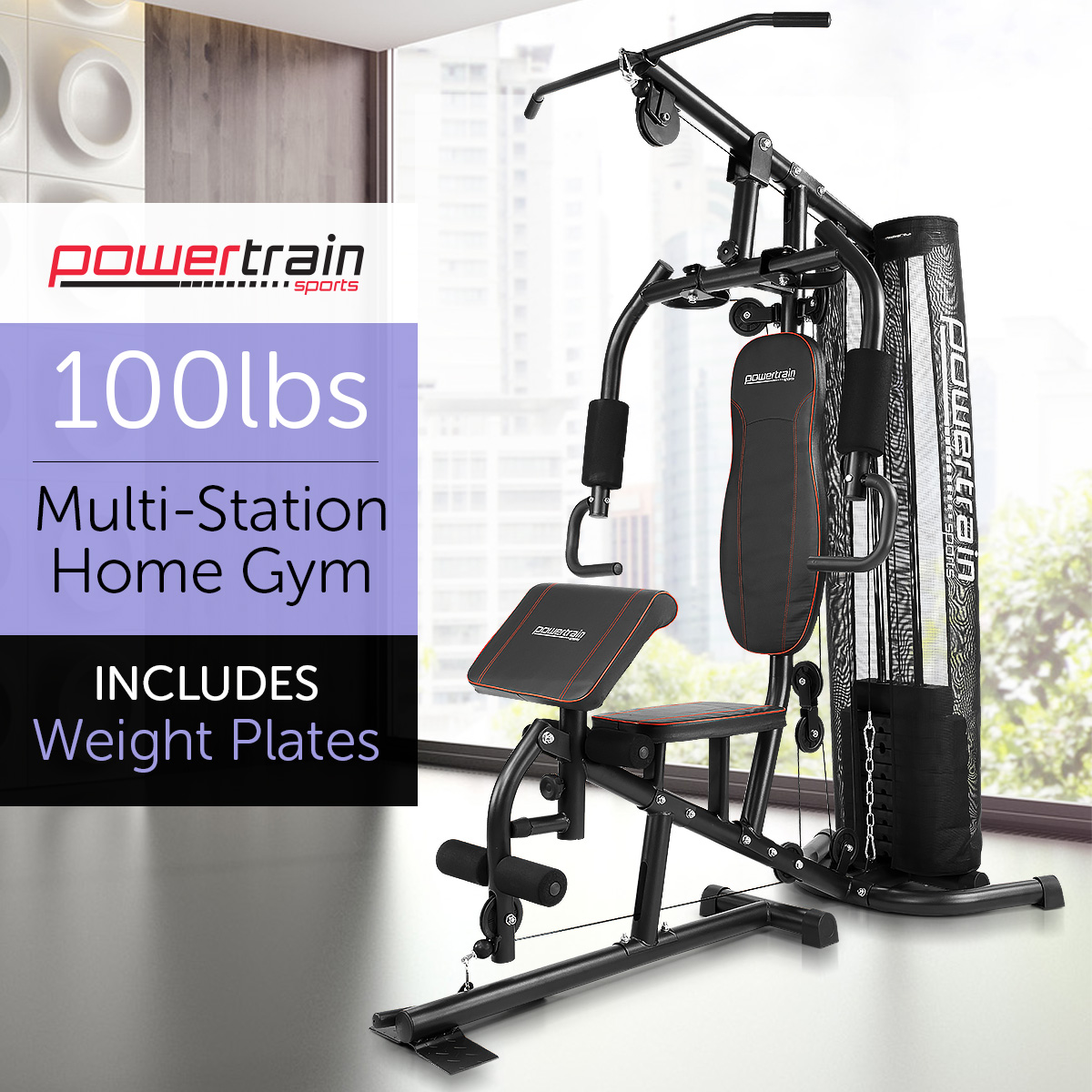 Powertrain MultiStation Home Gym – 45kg with Preacher Curls