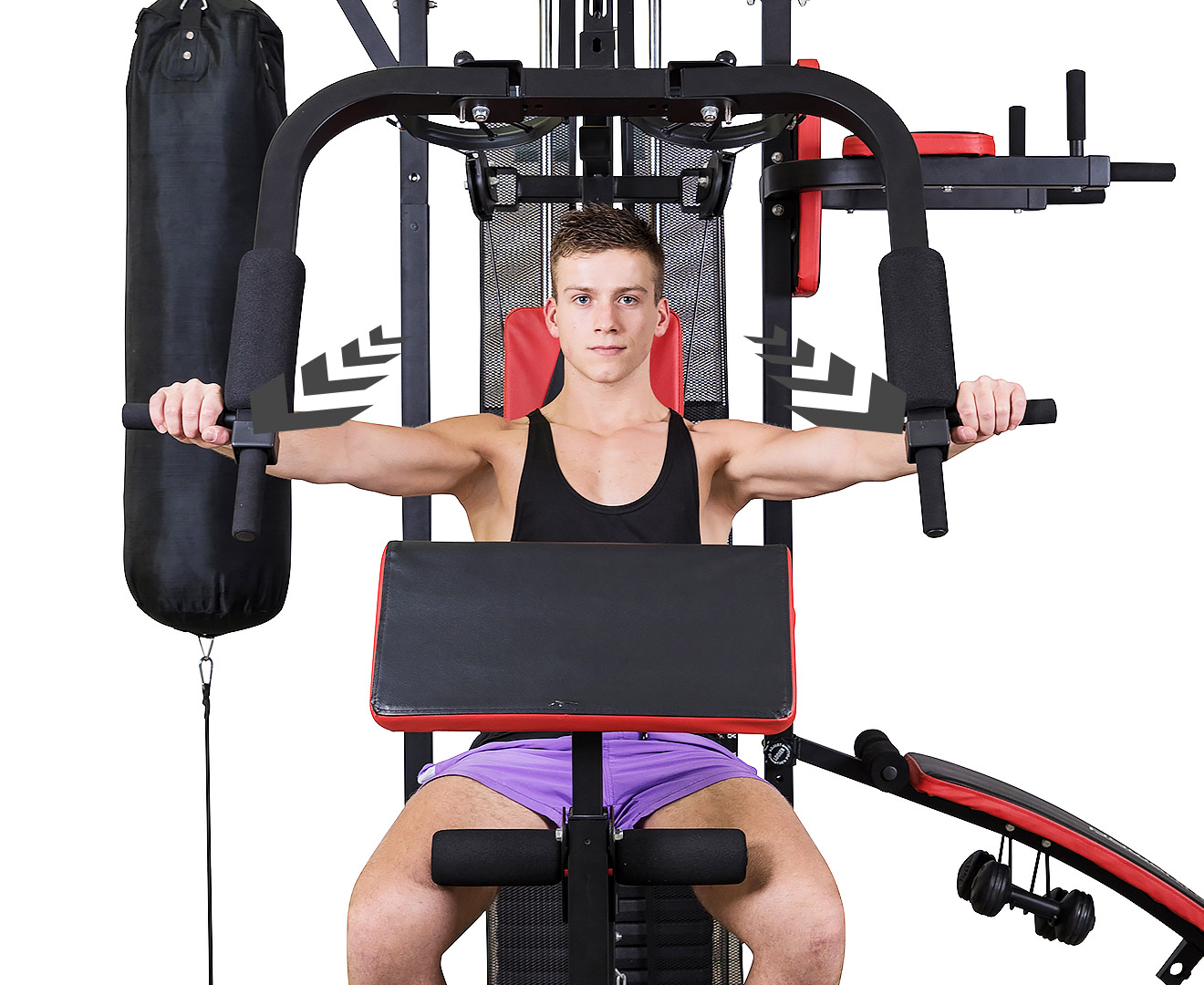 Multi-Station Home Gym with Punching Bag – 165lbs