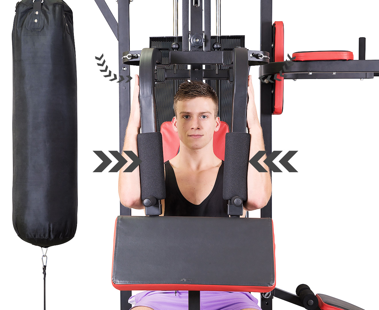 Multi-Station Home Gym with Punching Bag – 165lbs